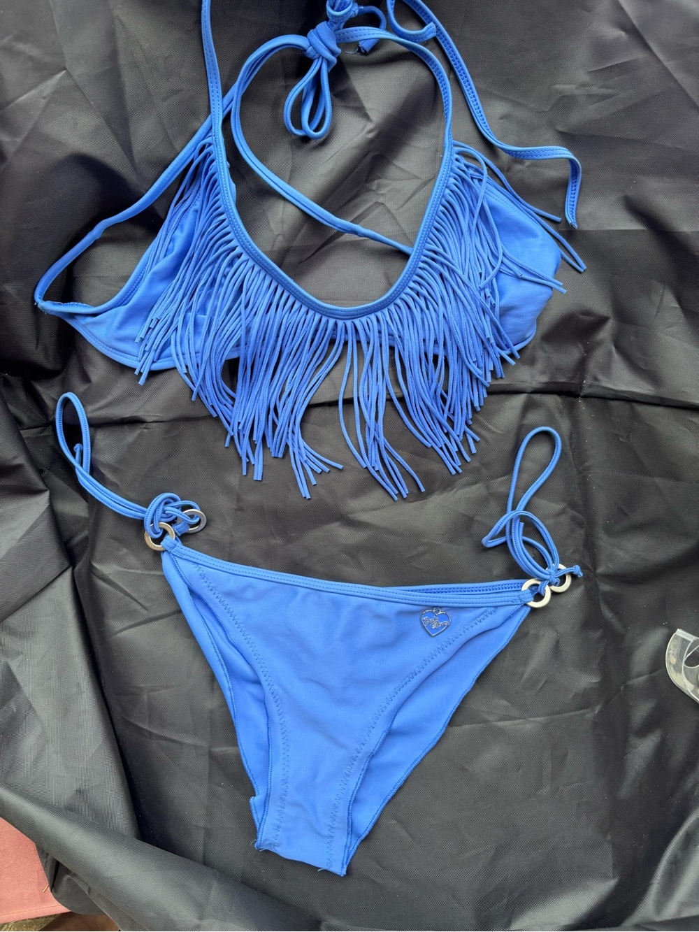 Body Glove Royal Blue Fringe Bikini Set XL -Top /M-Bottom